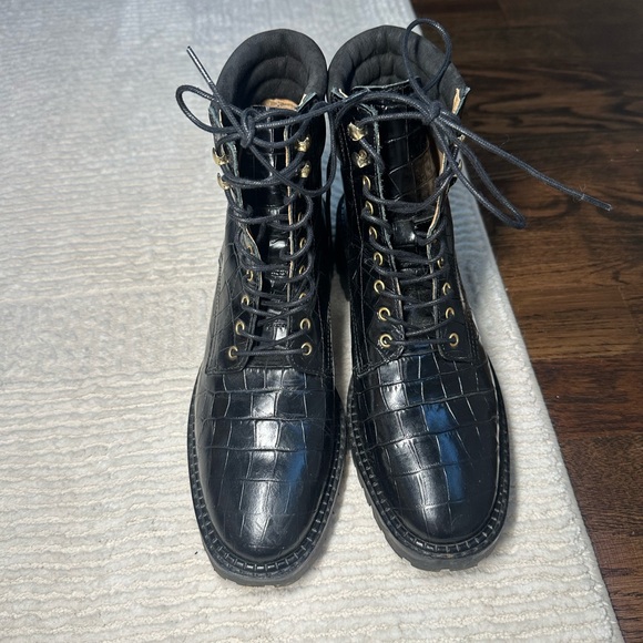 & Other Stories Crocodile Black Leather Boots 7 - Picture 2 of 8